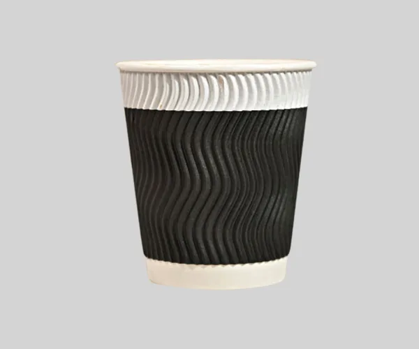 10 oz Black Custom Disposable Double Wall Ripple Paper Cup