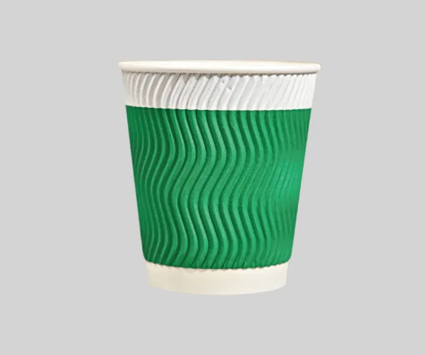 10 oz Green Custom Disposable Double Wall Ripple Paper Cup