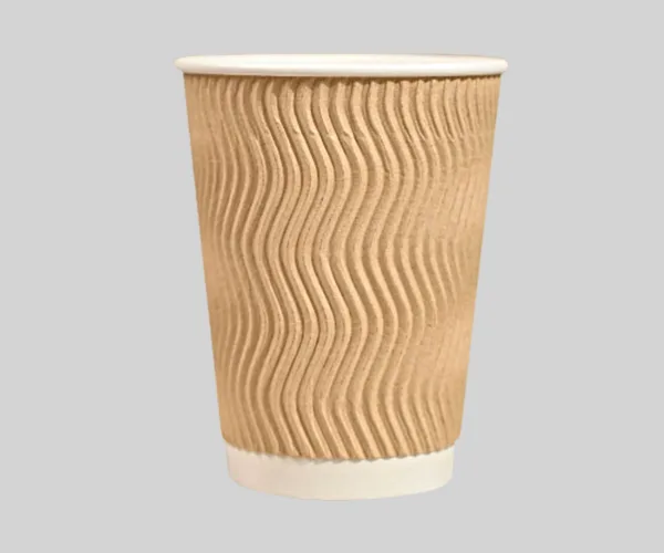 12 oz Disposable Double Wall Ripple Kraft Custom Paper Cup