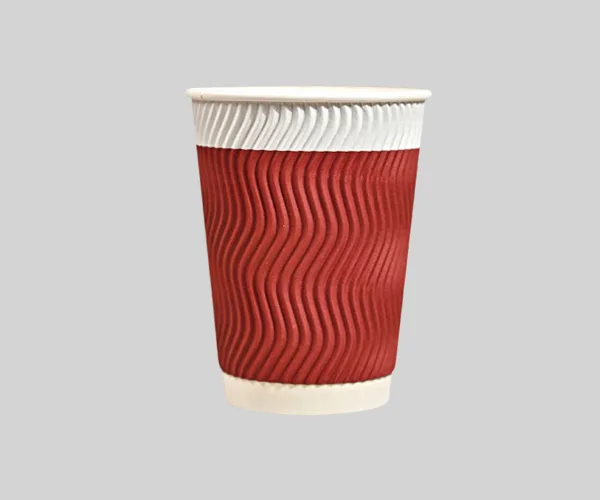 12 oz Disposable Double Wall Red Custom Ripple Paper Cup