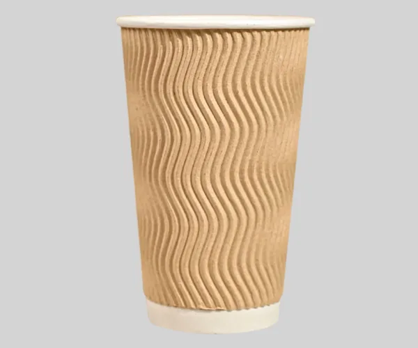 16 oz Disposable Double Wall Custom Ripple Kraft Paper Cup