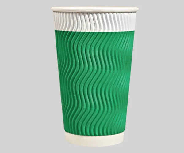 16 oz Custom Disposable Double Wall Green Ripple Paper Cup