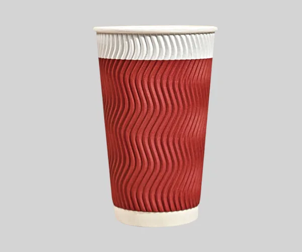 16 oz Custom Disposable Double Wall Red Ripple Paper Cup