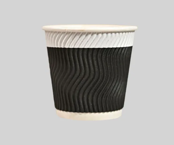 8 oz Black Custom Disposable Double Wall Ripple Paper Cup