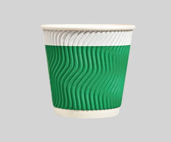8 oz Green Custom Disposable Double Wall Ripple Paper Cup