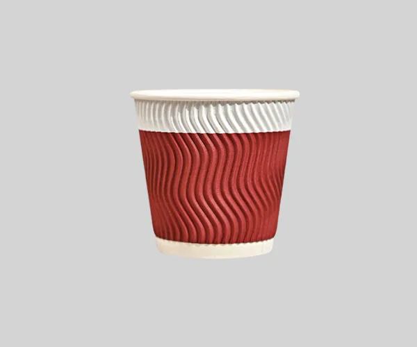 8 oz Red Custom Disposable Double Wall Ripple Paper Cup