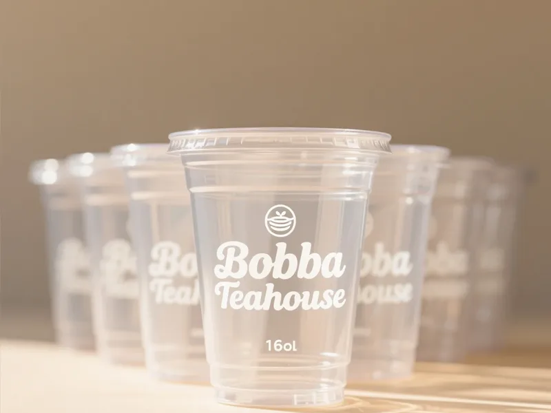 Examples of printed clear plastic cups with branding